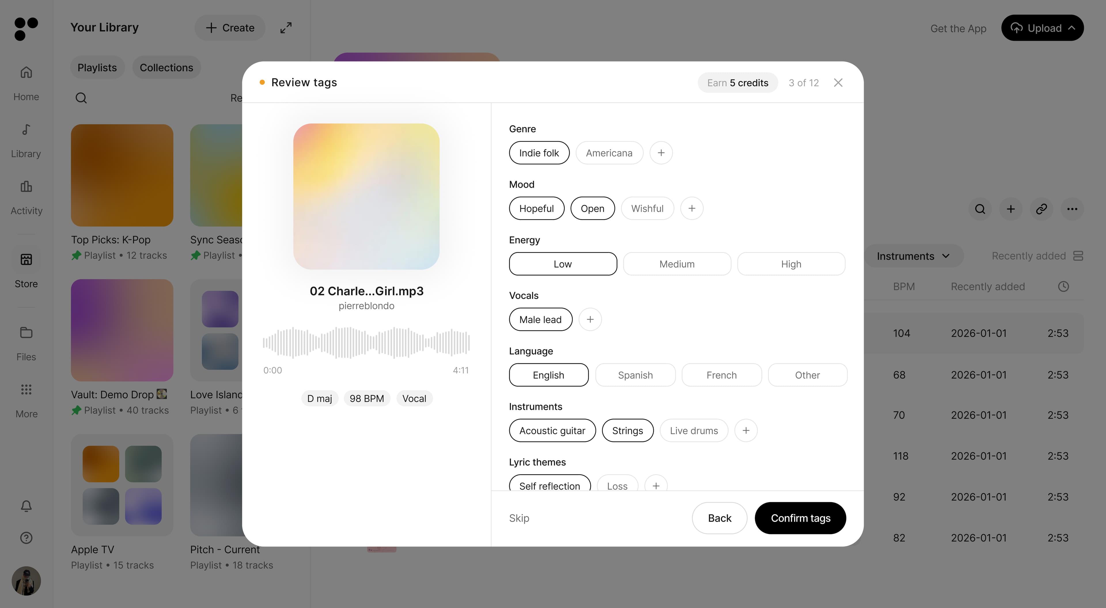 A Postal track with AI-generated metadata tags