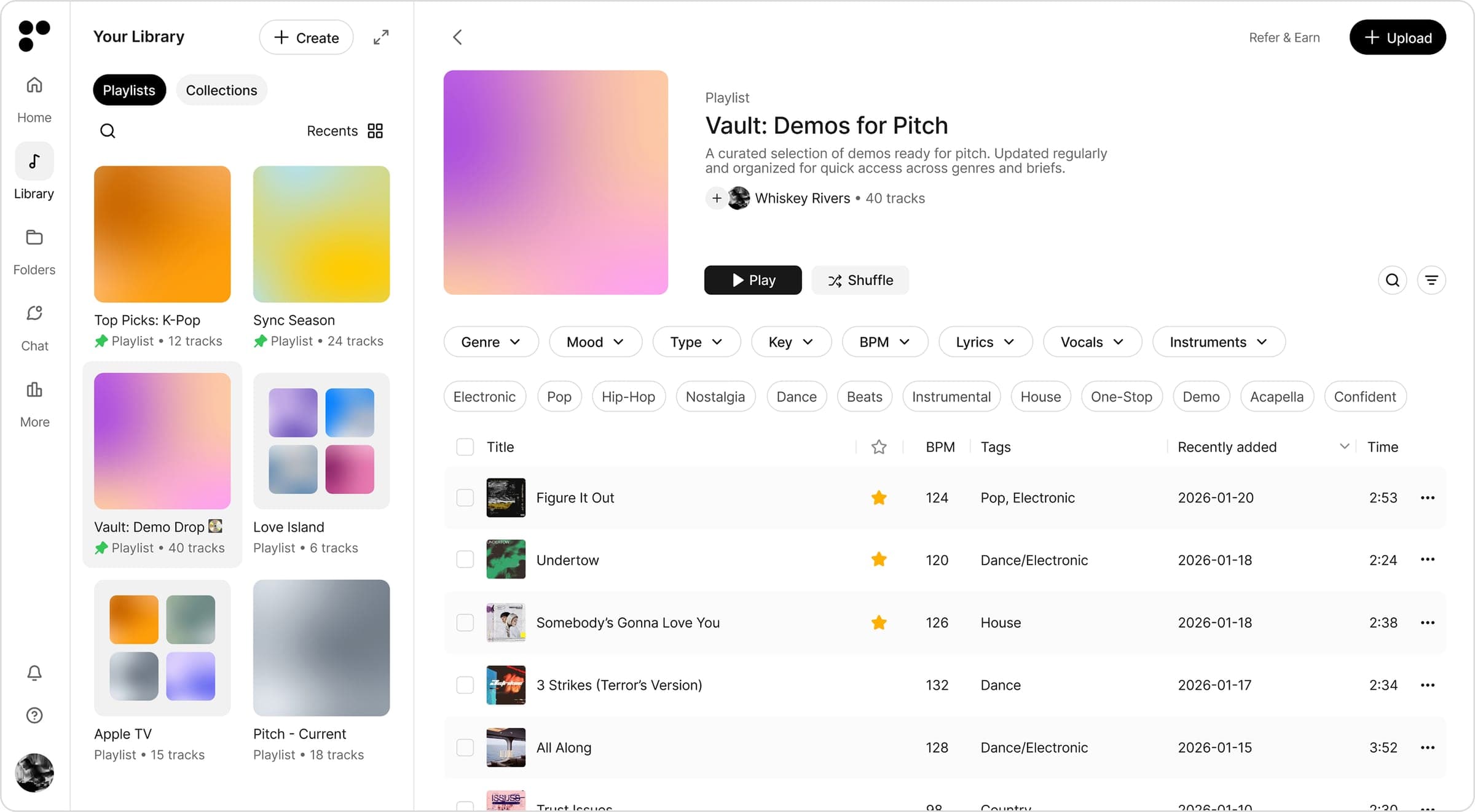 Curated playlist workflow in Postal