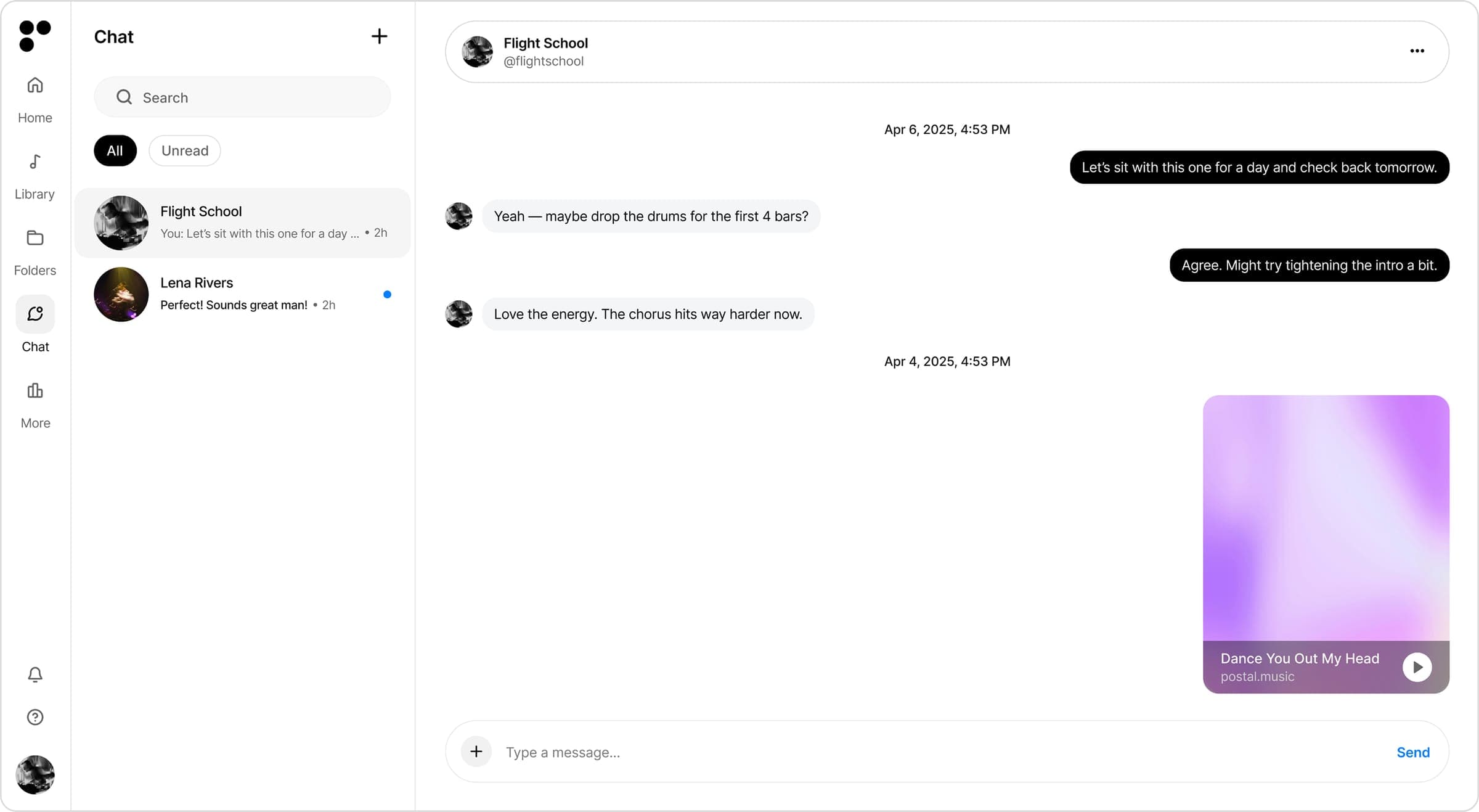 Collaboration view in Postal