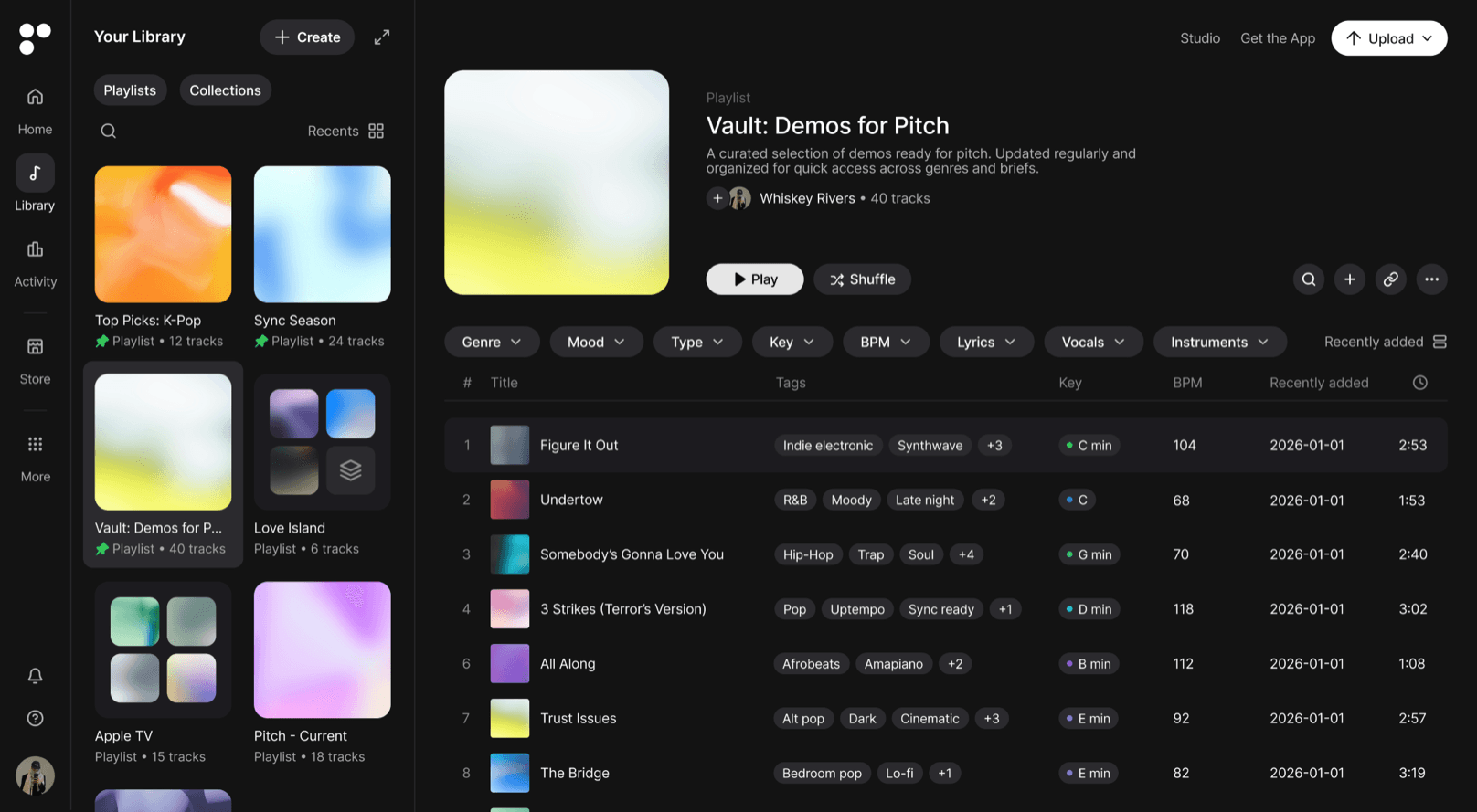 The Postal library in dark mode