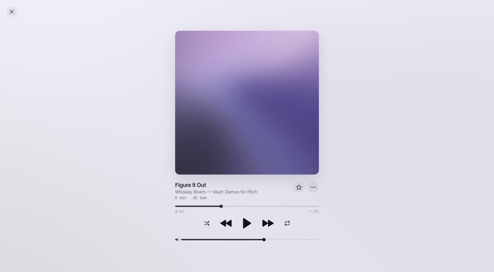 The expanded full-screen player with artwork and track info