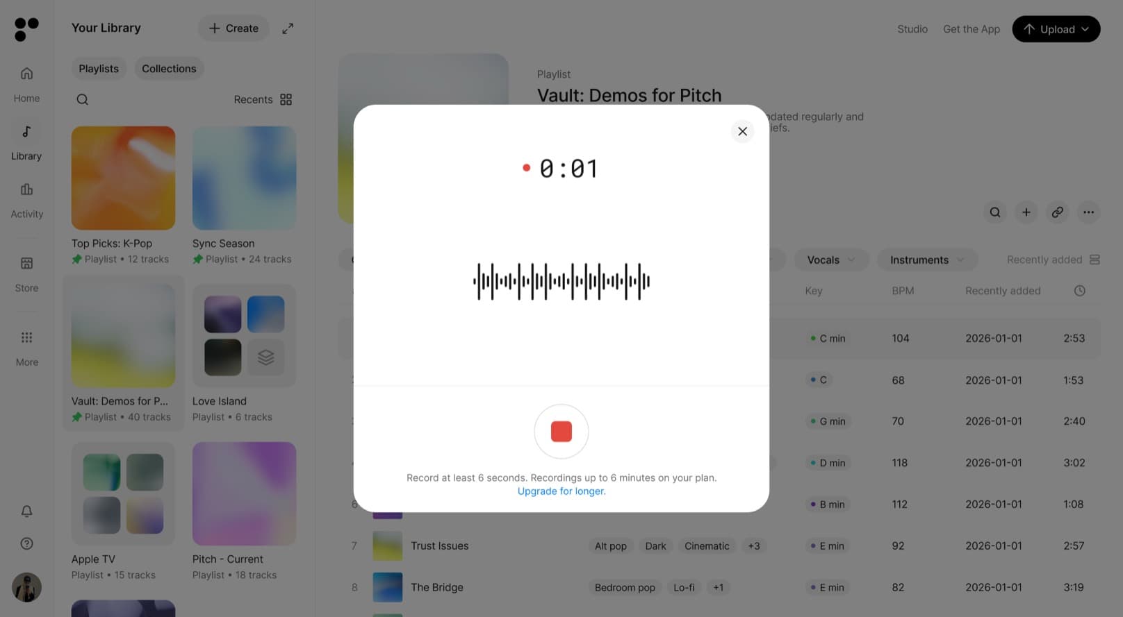 The in-app voice recorder