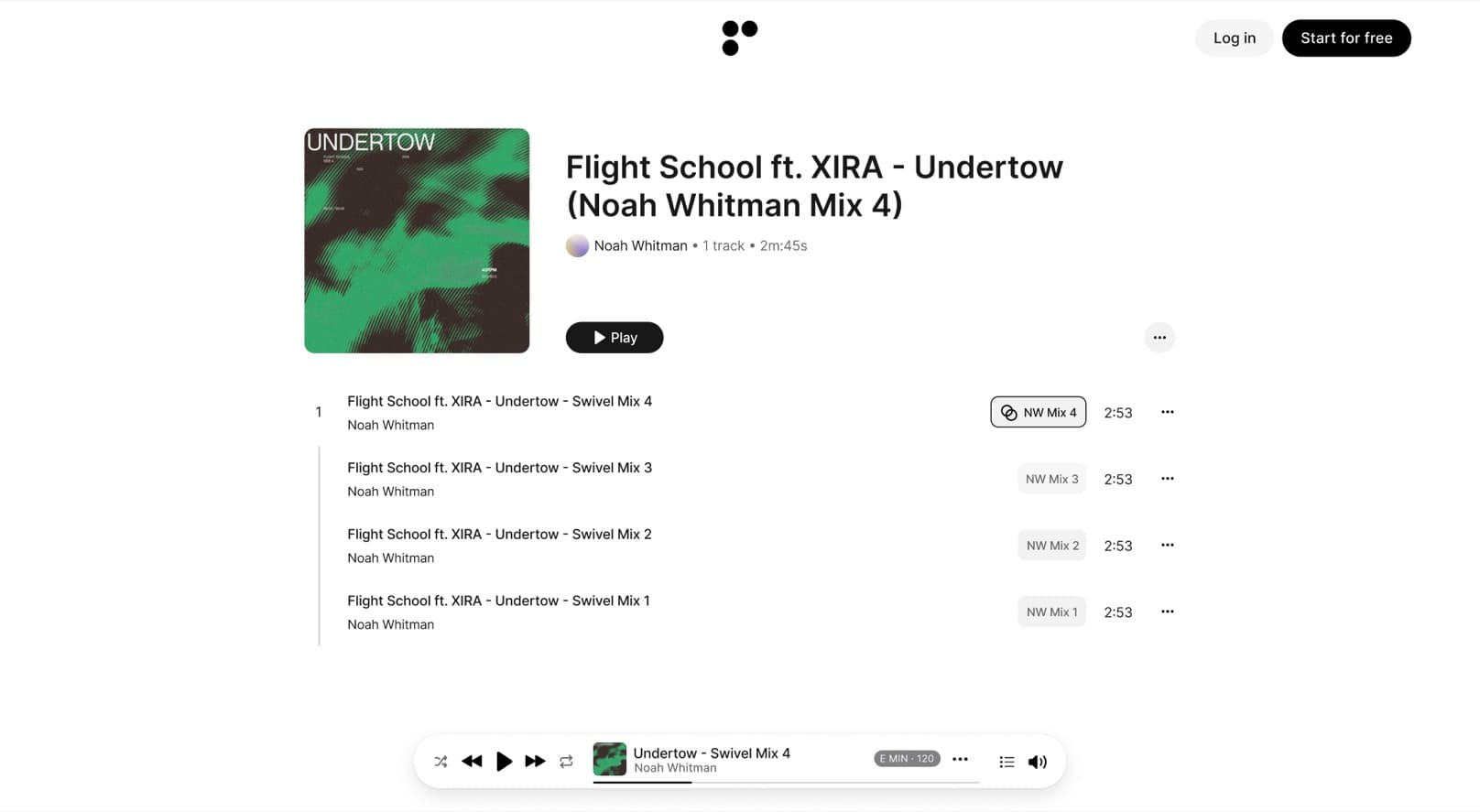 Track versions stacked under a single link